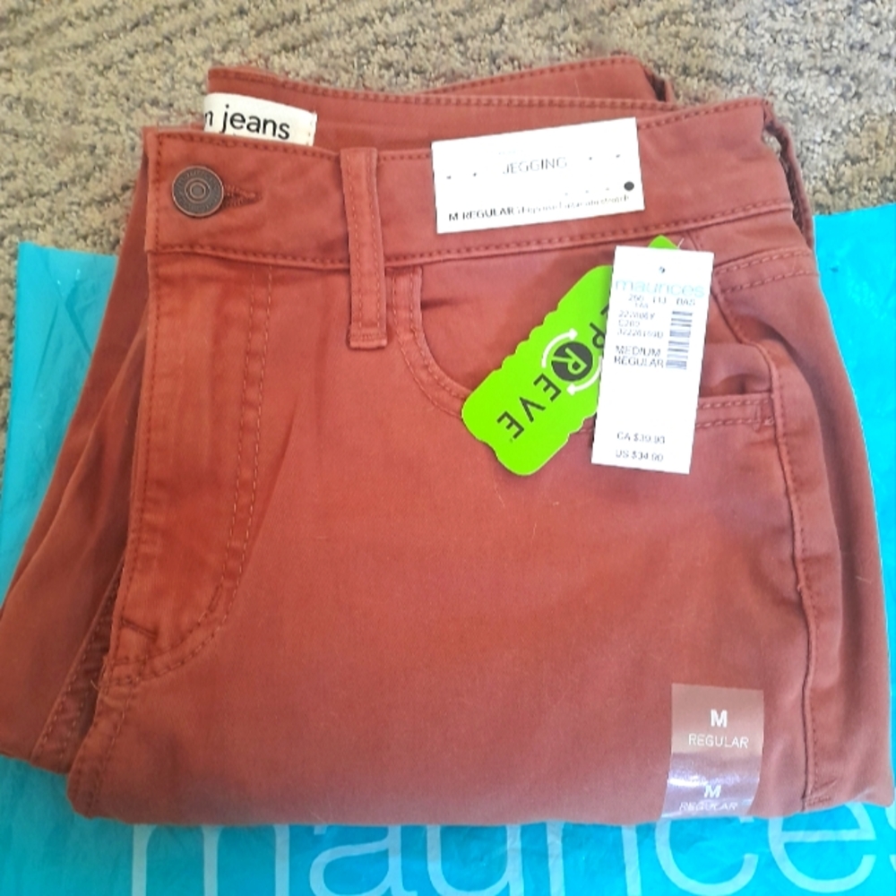 Maurices m Jeans Jeggings High Rise Rust M NWT